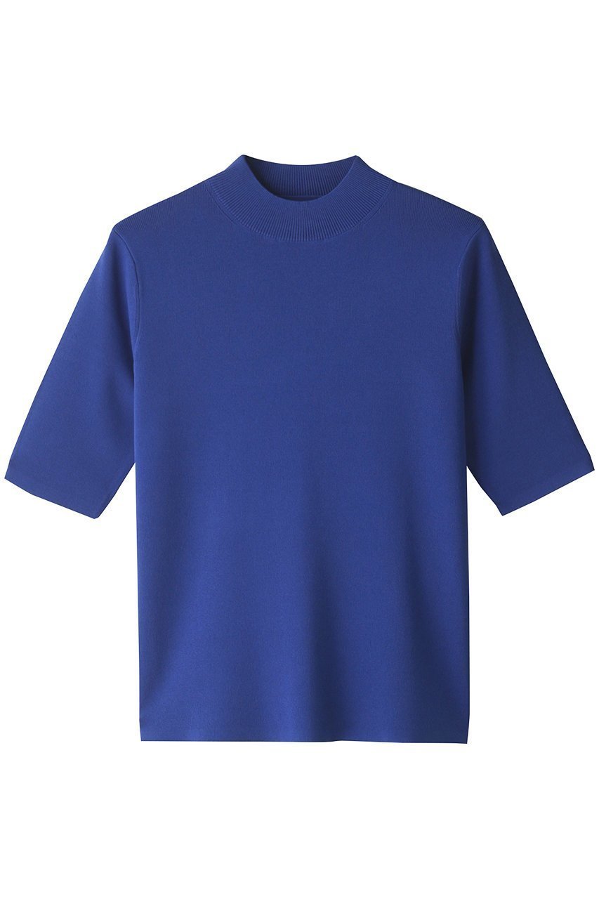 【アルアバイル/allureville】の総針モックNC5分袖プルオーバー インテリア・キッズ・メンズ・レディースファッション・服の通販 founy(ファウニー) 　ファッション　Fashion　レディースファッション　Fashion for Women　トップス・カットソー　Cut & Sew Tops　ニット　Knit Tops & Sweaters　カジュアルプルオーバー・ニットトップス　Pullovers & Knit Tops / Casual Pullovers　コンパクト　Compact, Small Size　シンプル　Simple, Minimal　スリーブ　Sleeve, Long Sleeve / Short Sleeve　ハイネック　High Neck, Mock Neck　ハーフ　Half, Half-Length　夏　Summer　春　Spring　S/S・春夏　SS, Spring/Summer, Warm Season　ブルー|ID: prp329100003185532 ipo3291000000036906577