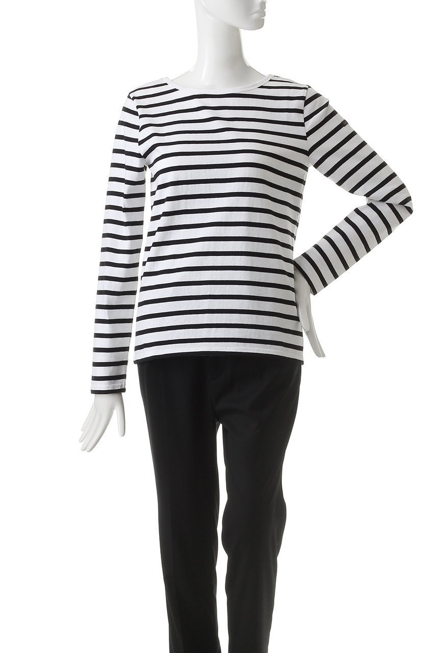 【エリオポール/heliopole】の【Le Minor】マドモアゼルバックVネックカットソー 人気、トレンドファッション・服の通販 founy(ファニー) 　ファッション　Fashion　レディースファッション　Fashion for Women　トップス・カットソー　Cut & Sew Tops　シャツ・ブラウス・オフィスカジュアル　Elegant Blouses & Button-Ups　ロングTシャツ・Tシャツ　Longline T-Shirts & Tees　カットソー・ベーシックTシャツ　Cut-and-Sewn Tops / Stretch Tees & Basics　Vネックトップス　V-Neck Tops / V-Cut Neckline Shirts　カットソー　Cut and Sewn Top　スリーブ　Sleeve, Long Sleeve / Short Sleeve　フェミニン　Feminine, Girly　フロント　Front, Front Design　ボーダー　Border, Stripe　ロング　Long, Long-Length　定番　Standard, Basic Item　other-2|ID: prp329100003202277 ipo3291000000032836018