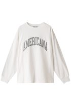 【アメリカーナ/Americana】の【ELLE SHOP限定】ラフィー天竺丸胴ロングTシャツ オフ白×スミクロプリント|ID:prp329100003214585