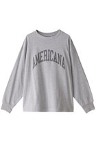 【アメリカーナ/Americana】の【ELLE SHOP限定】ラフィー天竺丸胴ロングTシャツ 杢グレー×スミクロプリント|ID:prp329100003214585