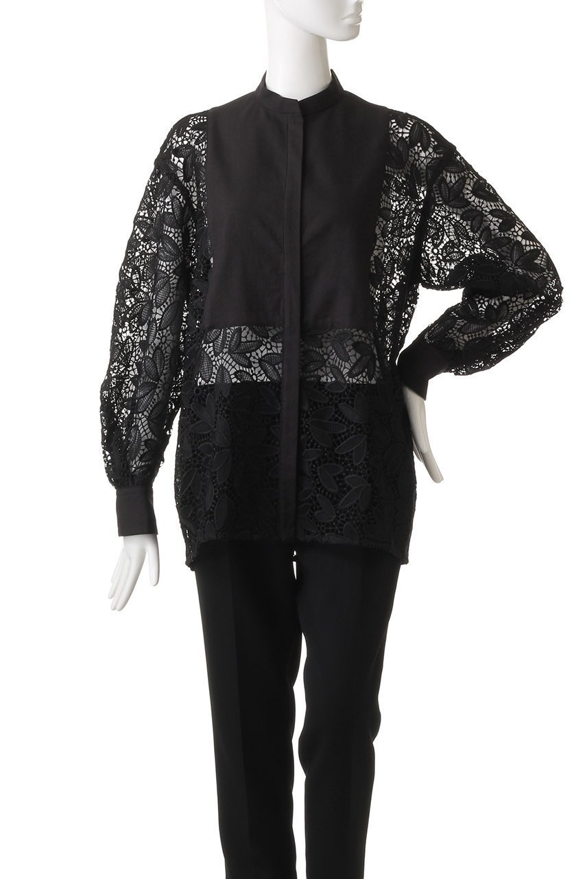 【エリオポール/heliopole】のレースシャツ w/starched bosom 人気、トレンドファッション・服の通販 founy(ファニー) 　ファッション　Fashion　レディースファッション　Fashion for Women　トップス・カットソー　Cut & Sew Tops　シャツ・ブラウス・オフィスカジュアル　Elegant Blouses & Button-Ups　コンビ　Combo, Combination Style　シアー　Sheer, See-Through　スリーブ　Sleeve, Long Sleeve / Short Sleeve　リーフ　Leaf, Botanical Leaf　レース　Lace, Lace Fabric　ロング　Long, Long-Length　other-2|ID: prp329100003217745 ipo3291000000036878364