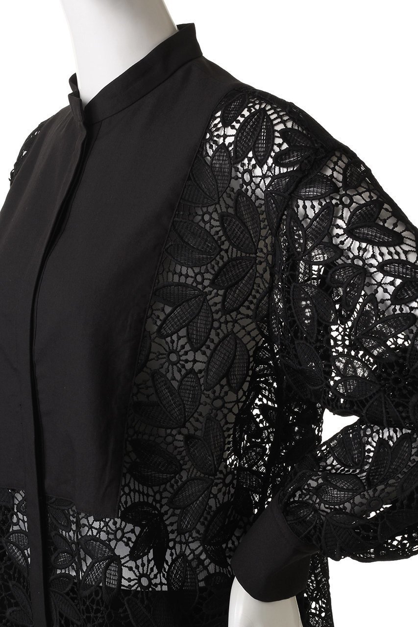【エリオポール/heliopole】のレースシャツ w/starched bosom 人気、トレンドファッション・服の通販 founy(ファニー) 　ファッション　Fashion　レディースファッション　Fashion for Women　トップス・カットソー　Cut & Sew Tops　シャツ・ブラウス・オフィスカジュアル　Elegant Blouses & Button-Ups　コンビ　Combo, Combination Style　シアー　Sheer, See-Through　スリーブ　Sleeve, Long Sleeve / Short Sleeve　リーフ　Leaf, Botanical Leaf　レース　Lace, Lace Fabric　ロング　Long, Long-Length　other-5|ID: prp329100003217745 ipo3291000000036878367