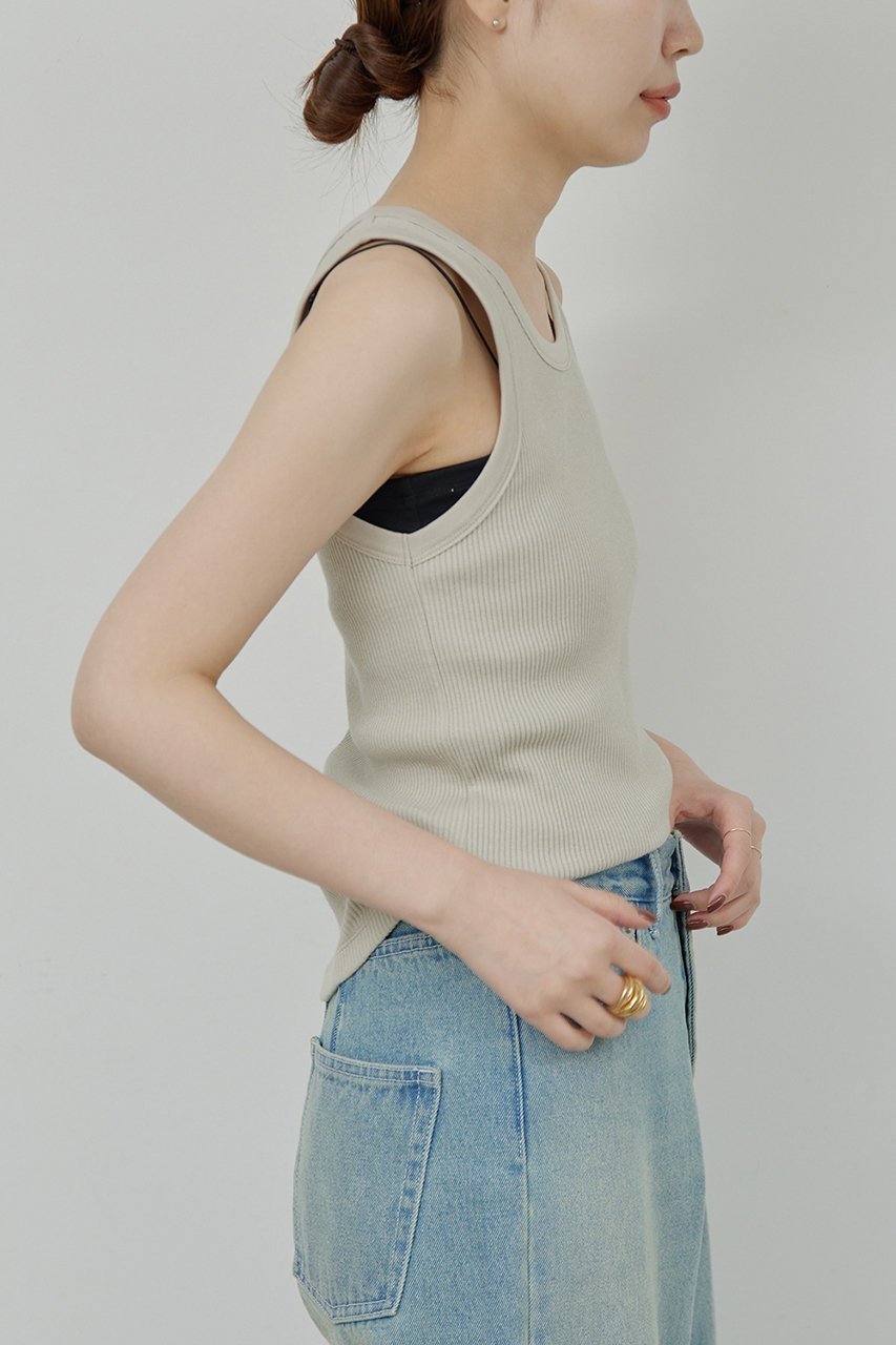 【ガリャルダガランテ/GALLARDAGALANTE】のリブタンクトップ 人気、トレンドファッション・服の通販 founy(ファニー) 　ファッション　Fashion　レディースファッション　Fashion for Women　トップス・カットソー　Cut & Sew Tops　キャミソール&ノースリーブ　Camisoles & Sleeveless Tops　シャツ・ブラウス・オフィスカジュアル　Elegant Blouses & Button-Ups　ロングTシャツ・Tシャツ　Longline T-Shirts & Tees　カットソー・ベーシックTシャツ　Cut-and-Sewn Tops / Stretch Tees & Basics　キャミソール　Camisole, Spaghetti Strap Top　シンプル　Simple, Minimal　タンク　Tank Top, Sleeveless Top　ベーシック　Basic, Essential　other-4|ID: prp329100003217762 ipo3291000000032810773