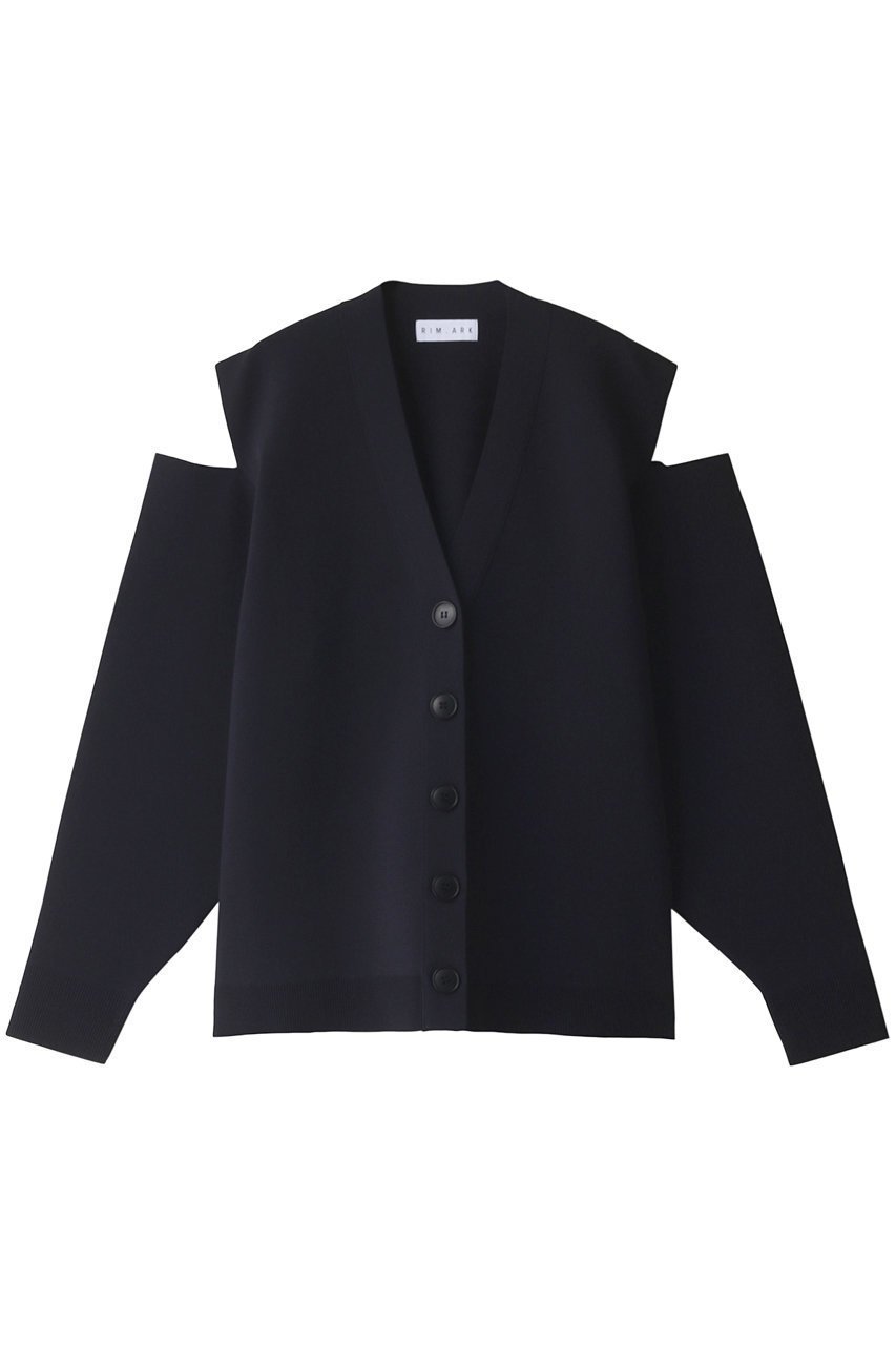 【リムアーク/RIM.ARK】のSleeve slit big size knit CD/カーディガン インテリア・キッズ・メンズ・レディースファッション・服の通販 founy(ファニー) 　ファッション　Fashion　レディースファッション　Fashion for Women　トップス・カットソー　Cut & Sew Tops　ニット　Knit Tops & Sweaters　カーディガン・羽織り　Layered Style Cardigans　インナー　Innerwear　カッティング　Cutting Detail　カーディガン　Cardigan, Knitwear　スリット　Slit, Slit Detail　ネイビー|ID: prp329100003217785 ipo3291000000032964708