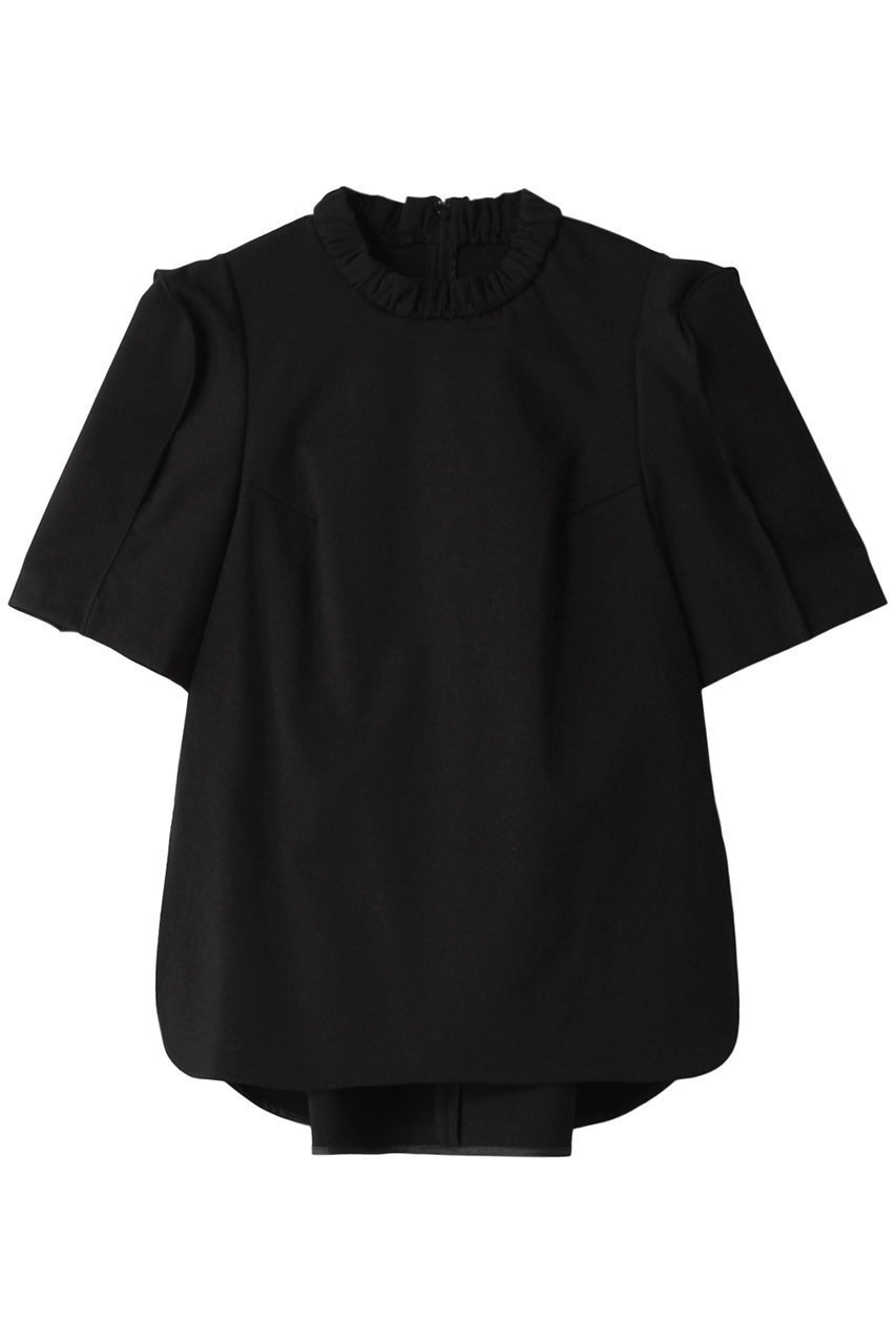 【ランバン オン ブルー/LANVIN en Bleu】のポンチギャザーネックブラウス インテリア・キッズ・メンズ・レディースファッション・服の通販 founy(ファニー) 　ファッション　Fashion　レディースファッション　Fashion for Women　トップス・カットソー　Cut & Sew Tops　シャツ・ブラウス・オフィスカジュアル　Elegant Blouses & Button-Ups　ギャザー　Gathered, Ruffled　ショート　Short, Short Length　スタンド　Stand Collar, Upright Stand　スリーブ　Sleeve, Long Sleeve / Short Sleeve　ハーフ　Half, Half-Length　ラウンド　Round, Round Neck　ブラック|ID: prp329100003220823 ipo3291000000036060296