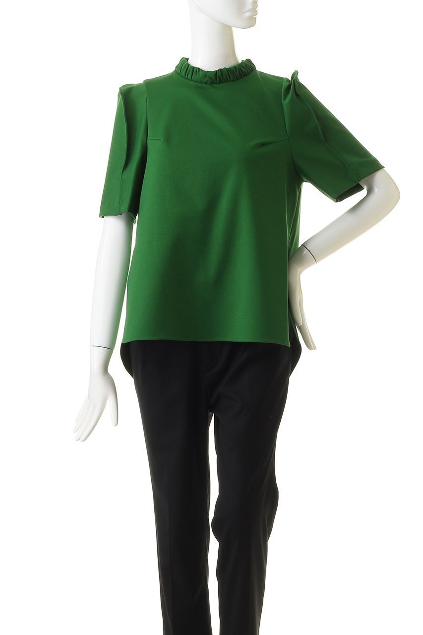 【ランバン オン ブルー/LANVIN en Bleu】のポンチギャザーネックブラウス 人気、トレンドファッション・服の通販 founy(ファニー) 　ファッション　Fashion　レディースファッション　Fashion for Women　トップス・カットソー　Cut & Sew Tops　シャツ・ブラウス・オフィスカジュアル　Elegant Blouses & Button-Ups　ギャザー　Gathered, Ruffled　ショート　Short, Short Length　スタンド　Stand Collar, Upright Stand　スリーブ　Sleeve, Long Sleeve / Short Sleeve　ハーフ　Half, Half-Length　ラウンド　Round, Round Neck　other-2|ID: prp329100003220823 ipo3291000000036060297