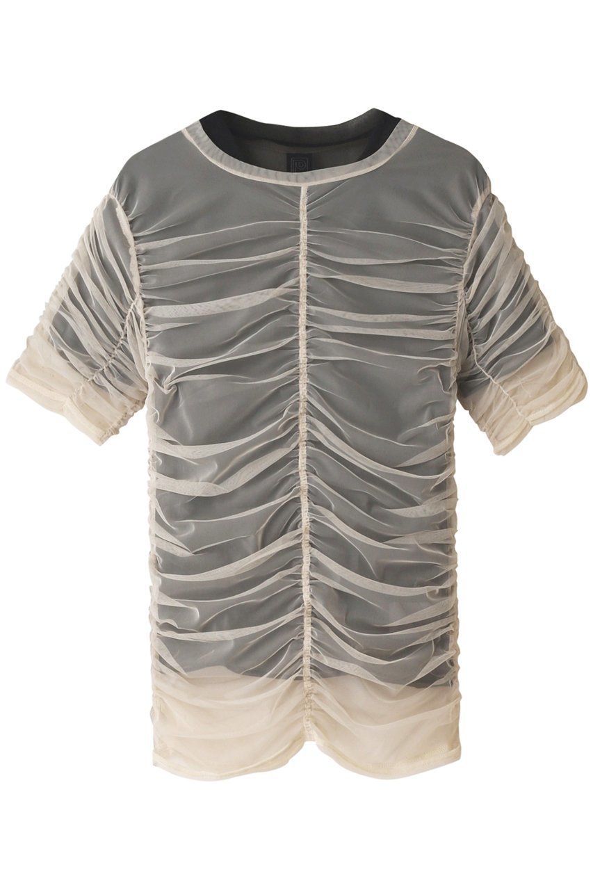 【プランク プロジェクト/PRANK PROJECT】のシースルーギャザーレイヤードトップ / See-Through Gathered Layered Top インテリア・キッズ・メンズ・レディースファッション・服の通販 founy(ファニー) 　ファッション　Fashion　レディースファッション　Fashion for Women　トップス・カットソー　Cut & Sew Tops　シャツ・ブラウス・オフィスカジュアル　Elegant Blouses & Button-Ups　ロングTシャツ・Tシャツ　Longline T-Shirts & Tees　カットソー・ベーシックTシャツ　Cut-and-Sewn Tops / Stretch Tees & Basics　インナー　Innerwear　カットソー　Cut and Sewn Top　シアー　Sheer, See-Through　ショート　Short, Short Length　スリーブ　Sleeve, Long Sleeve / Short Sleeve　タンブラー　Tumbler, Travel Mug　チュール　Tulip, Tulip Motif　夏　Summer　BLK(ブラック)|ID: prp329100003248080 ipo3291000000032851262
