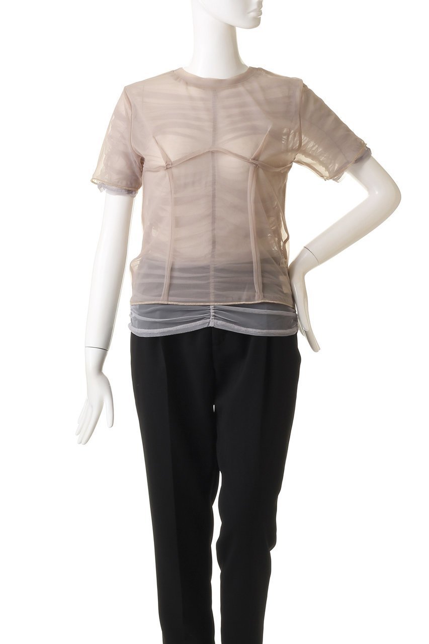 【プランク プロジェクト/PRANK PROJECT】のシースルーギャザーレイヤードトップ / See-Through Gathered Layered Top 人気、トレンドファッション・服の通販 founy(ファニー) 　ファッション　Fashion　レディースファッション　Fashion for Women　トップス・カットソー　Cut & Sew Tops　シャツ・ブラウス・オフィスカジュアル　Elegant Blouses & Button-Ups　ロングTシャツ・Tシャツ　Longline T-Shirts & Tees　カットソー・ベーシックTシャツ　Cut-and-Sewn Tops / Stretch Tees & Basics　インナー　Innerwear　カットソー　Cut and Sewn Top　シアー　Sheer, See-Through　ショート　Short, Short Length　スリーブ　Sleeve, Long Sleeve / Short Sleeve　タンブラー　Tumbler, Travel Mug　チュール　Tulip, Tulip Motif　夏　Summer　other-6|ID: prp329100003248080 ipo3291000000035837496