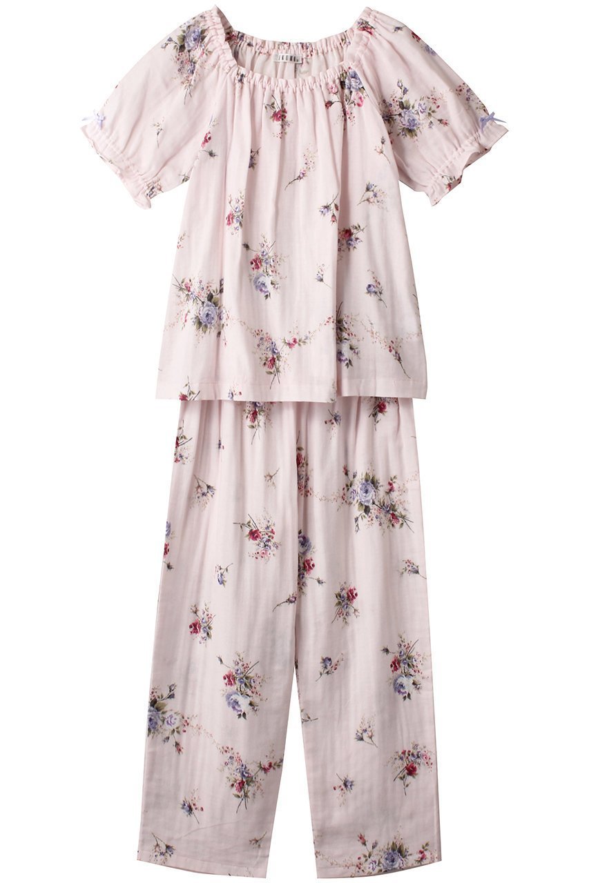 【イクコ/IKUKO / GOODS】のダブルガーゼ花柄プリントパフスリーブパジャマ インテリア・キッズ・メンズ・レディースファッション・服の通販 founy(ファニー) 　ギャザー　Gathered, Ruffled　スリーブ　Sleeve, Long Sleeve / Short Sleeve　ダブル　Double, Double-Breasted　パジャマ　Pajamas, Sleepwear　吸水　Absorbent, Quick-Dry　ピンク|ID: prp329100003257333 ipo3291000000032832291