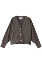 【スリー ドッツ/three dots】のウォッシャブルコットンシルク クロップドカーディガン チャコール|ID: prp329100003260227 ipo3291000000032961552