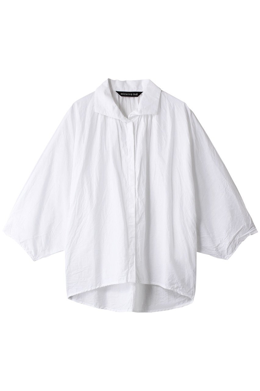 【ミズイロ インド/mizuiro ind】のgatherd dolman shirt シャツ インテリア・キッズ・メンズ・レディースファッション・服の通販 founy(ファニー) 　ファッション　Fashion　レディースファッション　Fashion for Women　トップス・カットソー　Cut & Sew Tops　シャツ・ブラウス・オフィスカジュアル　Elegant Blouses & Button-Ups　スリーブ　Sleeve, Long Sleeve / Short Sleeve　リネン　Linen, Linen Fabric　ロング　Long, Long-Length　夏　Summer　春　Spring　S/S・春夏　SS, Spring/Summer, Warm Season　オフホワイト|ID: prp329100003266952 ipo3291000000032941086