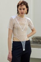 【プランク プロジェクト/PRANK PROJECT】のコンビチュールボディスーツ / Combi Tulle Bodysuit 人気、トレンドファッション・服の通販 founy(ファニー) ファッション Fashion レディースファッション Fashion for Women トップス・カットソー Cut & Sew Tops シャツ・ブラウス・オフィスカジュアル Elegant Blouses & Button-Ups ロングTシャツ・Tシャツ Longline T-Shirts & Tees カットソー・ベーシックTシャツ Cut-and-Sewn Tops / Stretch Tees & Basics おすすめ Recommended / Our Picks コンパクト Compact, Small Size ショート Short, Short Length ストレッチ Stretch, Stretchy Fabric スリーブ Sleeve, Long Sleeve / Short Sleeve スーツ Suit, Formalwear デニム Denim, Jeans Material レース Lace, Lace Fabric ワイド Wide, Wide Fit thumbnail WHT(ホワイト)|ID: prp329100003269116 ipo3291000000036794802