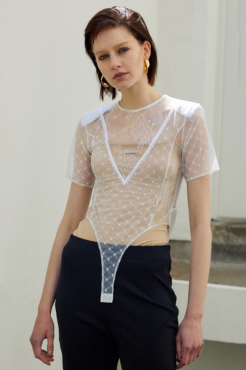 【プランク プロジェクト/PRANK PROJECT】のコンビチュールボディスーツ / Combi Tulle Bodysuit 人気、トレンドファッション・服の通販 founy(ファニー) ファッション Fashion レディースファッション Fashion for Women トップス・カットソー Cut & Sew Tops シャツ・ブラウス・オフィスカジュアル Elegant Blouses & Button-Ups ロングTシャツ・Tシャツ Longline T-Shirts & Tees カットソー・ベーシックTシャツ Cut-and-Sewn Tops / Stretch Tees & Basics おすすめ Recommended / Our Picks コンパクト Compact, Small Size ショート Short, Short Length ストレッチ Stretch, Stretchy Fabric スリーブ Sleeve, Long Sleeve / Short Sleeve スーツ Suit, Formalwear デニム Denim, Jeans Material レース Lace, Lace Fabric ワイド Wide, Wide Fit other-5|ID: prp329100003269116 ipo3291000000036845739