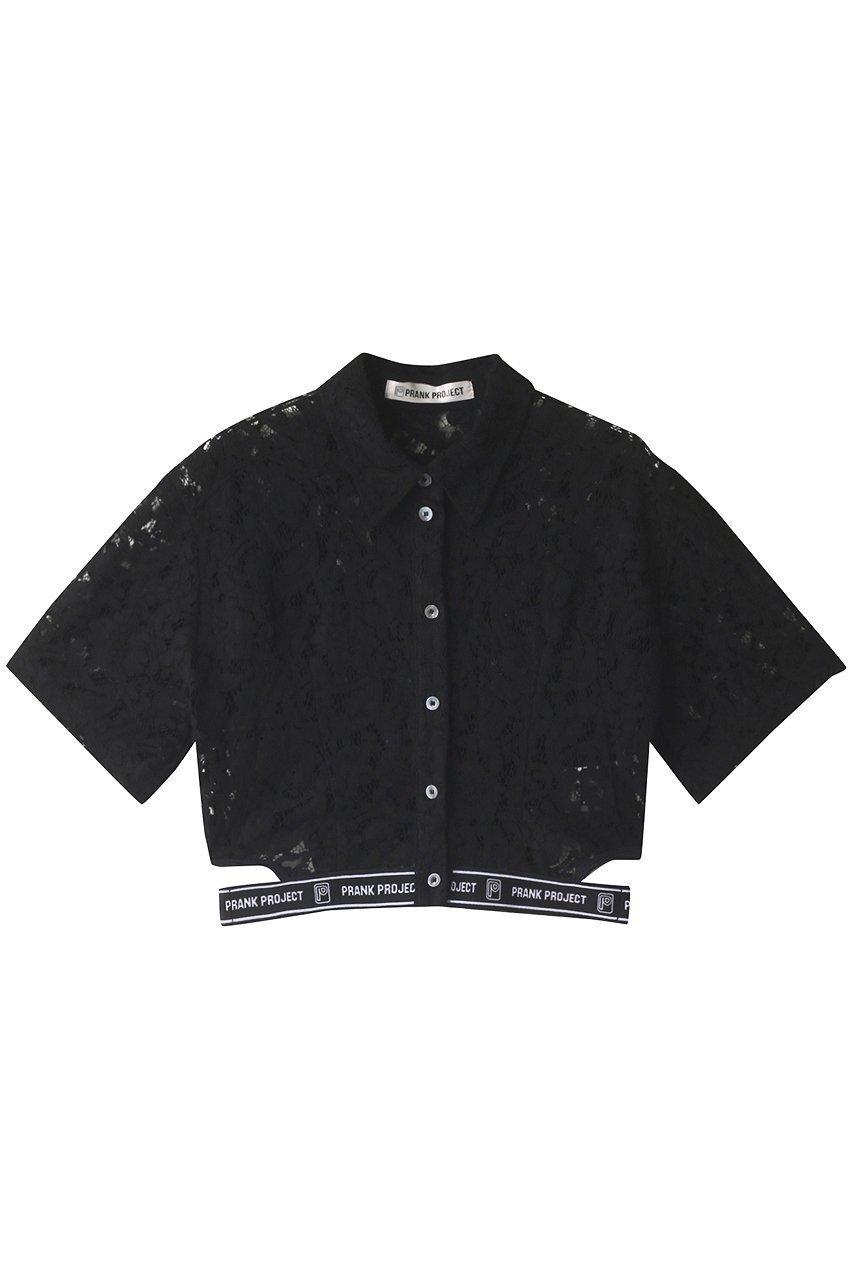 【プランク プロジェクト/PRANK PROJECT】のレースロゴバンドシャツ / Lace Logo Band Shirt インテリア・キッズ・メンズ・レディースファッション・服の通販 founy(ファニー) ファッション Fashion レディースファッション Fashion for Women トップス・カットソー Cut & Sew Tops シャツ・ブラウス・オフィスカジュアル Elegant Blouses & Button-Ups おすすめ Recommended / Our Picks インナー Innerwear ショート Short, Short Length スリーブ Sleeve, Long Sleeve / Short Sleeve ボトム Bottoms, Lower Wear メッシュ Mesh, Net Fabric レース Lace, Lace Fabric ワイド Wide, Wide Fit BLK(ブラック)|ID: prp329100003269118 ipo3291000000032937191