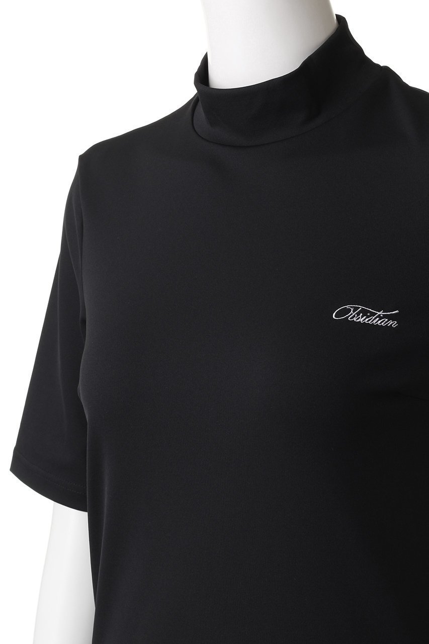 【オブシディアン/OBSIDIAN】のCURSIVE EMBROIDERY HIGHNECK SHORTSLEEVE 人気、トレンドファッション・服の通販 founy(ファニー) 　ファッション　Fashion　レディースファッション　WOMEN　トップス・カットソー　Tops/Tshirt　スポーツウェア　Sportswear　スポーツ トップス　Sports Tops　インナー　Inner　ゴルフ　Golf　シンプル　Simple　スポーツ　Sports　ハイネック　High Neck　ベーシック　Basic　半袖　Short Sleeve　other-5|ID: prp329100003271537 ipo3291000000031411454