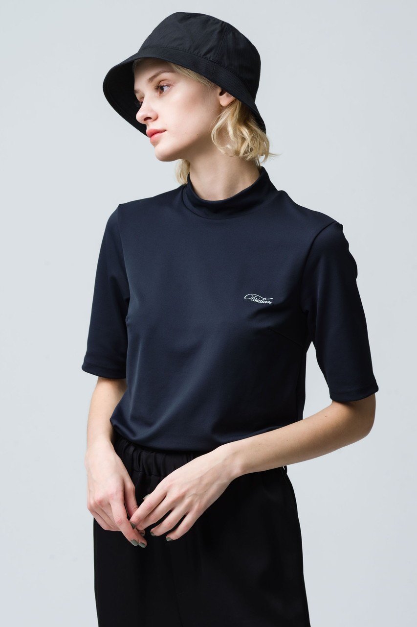 【オブシディアン/OBSIDIAN】のCURSIVE EMBROIDERY HIGHNECK SHORTSLEEVE 人気、トレンドファッション・服の通販 founy(ファニー) 　ファッション　Fashion　レディースファッション　WOMEN　トップス・カットソー　Tops/Tshirt　スポーツウェア　Sportswear　スポーツ トップス　Sports Tops　インナー　Inner　ゴルフ　Golf　シンプル　Simple　スポーツ　Sports　ハイネック　High Neck　ベーシック　Basic　半袖　Short Sleeve　other-7|ID: prp329100003271537 ipo3291000000031411458