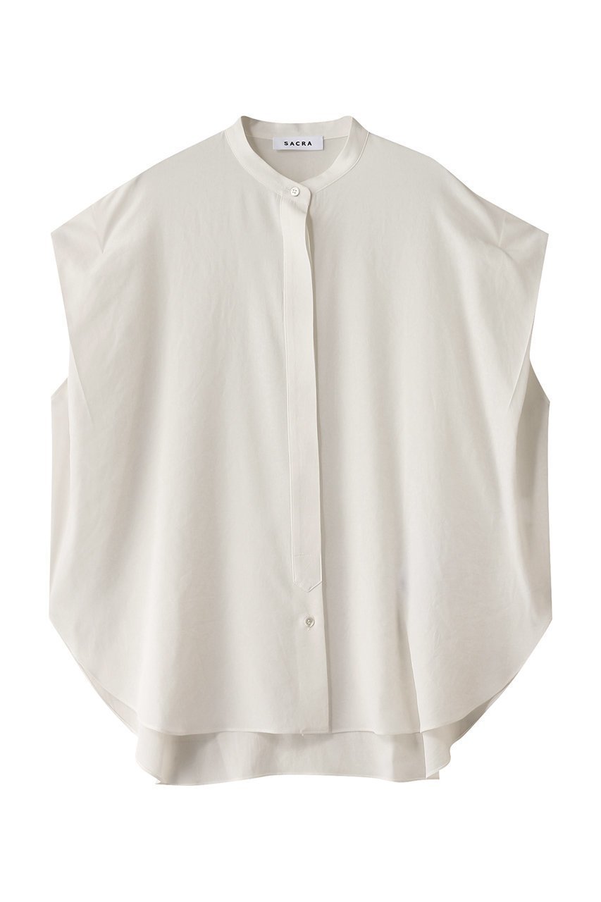 【サクラ/SACRA】のトリアセマイクロクレープブラウス インテリア・キッズ・メンズ・レディースファッション・服の通販 founy(ファニー) 　ファッション　Fashion　レディースファッション　Fashion for Women　トップス・カットソー　Cut & Sew Tops　シャツ・ブラウス・オフィスカジュアル　Elegant Blouses & Button-Ups　おすすめ　Recommended / Our Picks　ショート　Short, Short Length　シルク　Silk, 100% Silk　スタイリッシュ　Stylish, Fashionable　スリーブ　Sleeve, Long Sleeve / Short Sleeve　フロント　Front, Front Design　オフホワイト|ID: prp329100003273525 ipo3291000000032856432
