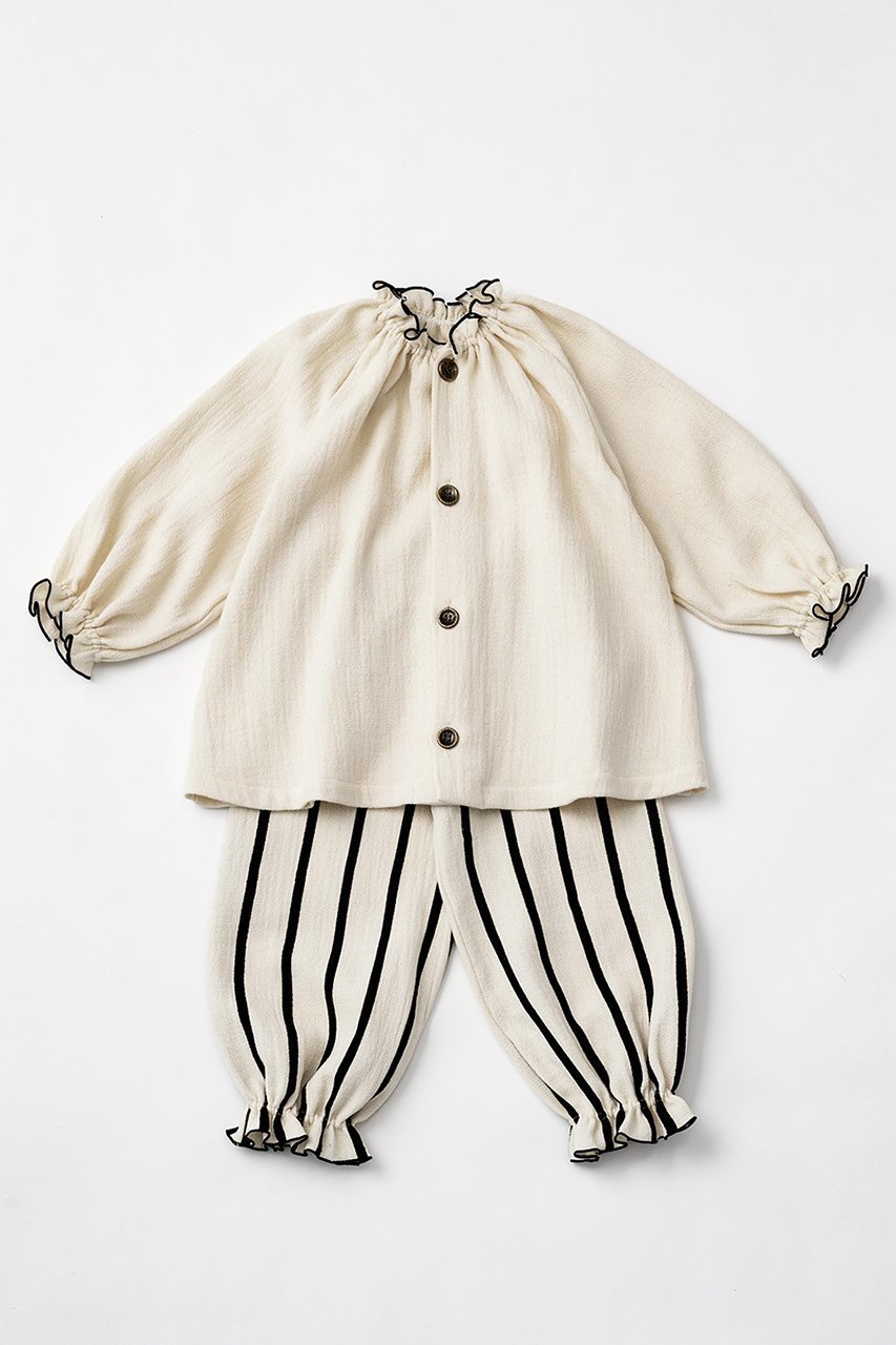 【マールマール/MARLMARL / KIDS】の【KIDS】ナイトウェア lull apricot/110-120 110-120cm インテリア・キッズ・メンズ・レディースファッション・服の通販 founy(ファニー) 　ファッション　Fashion　キッズファッション　Fashion for Kids　トップス・カットソー　Cut & Sew Tops　セパレート　Separate, Two-Piece　チェック　Check, Plaid, Tartan　ベビー　Baby, Babywear　再入荷　Restock / Back in Stock　stripe/90-100|ID: prp329100003273538 ipo3291000000034584093