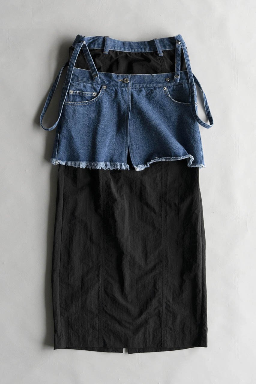 【メゾンスペシャル/MAISON SPECIAL】のデニムレイヤードスカート インテリア・キッズ・メンズ・レディースファッション・服の通販 founy(ファニー) 　ファッション　Fashion　レディースファッション　WOMEN　スカート　Skirt　ロングスカート　Long Skirt　サスペンダー　Suspenders　ストレート　Straight　デニム　Denim　トレンド　Trend　ロング　Long　BLU(ブルー)|ID: prp329100003275696 ipo3291000000022302799