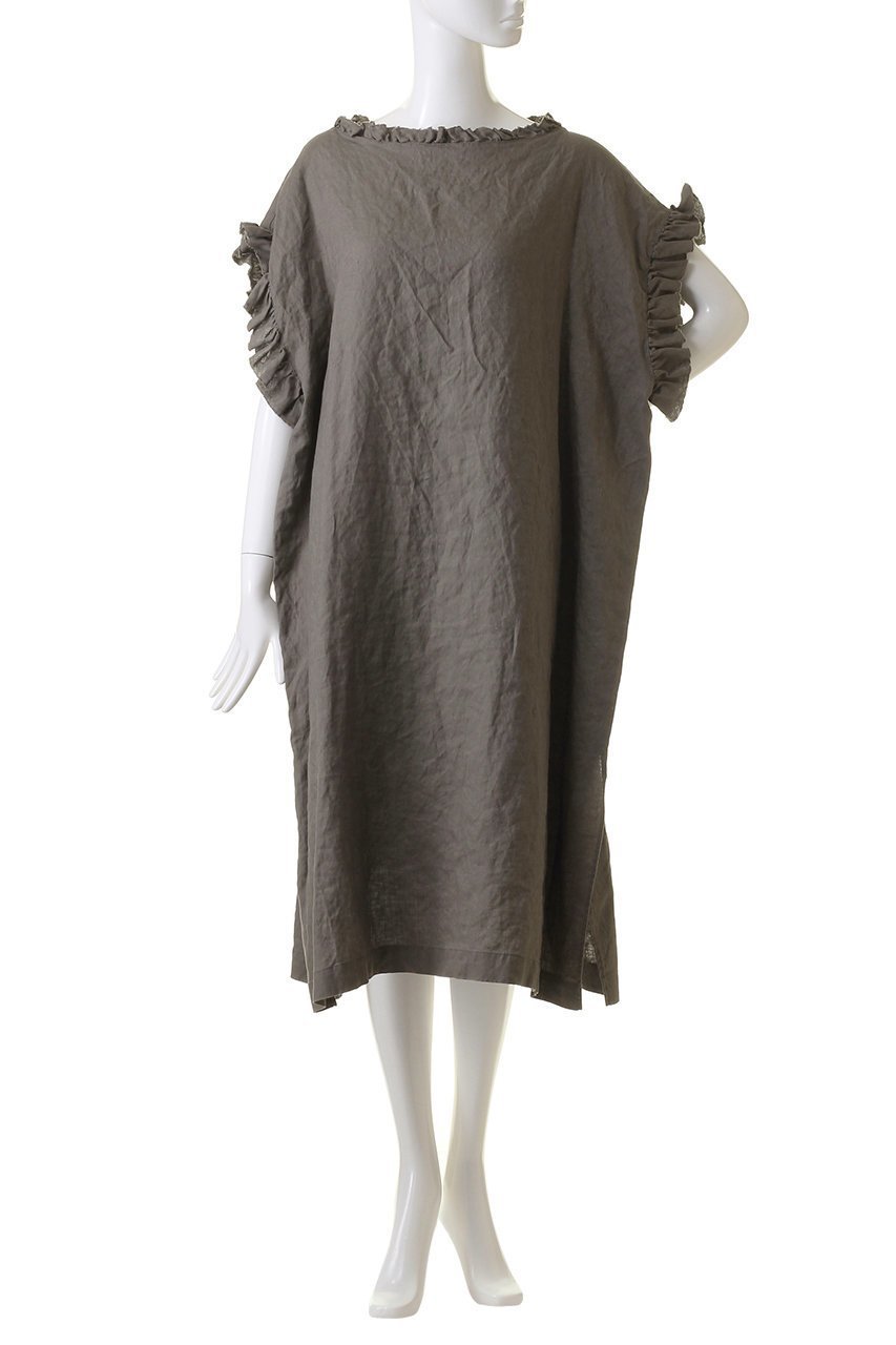 【ハウス オブ ロータス/HOUSE OF LOTUS】のリネンフリルワンピース 人気、トレンドファッション・服の通販 founy(ファニー) 　ファッション　Fashion　レディースファッション　Fashion for Women　ワンピース　Dresses　チュニック　Tunic Tops & Dresses　おすすめ　Recommended / Our Picks　スリット　Slit, Slit Detail　チュニック　Tunic, Long Top　フリル　Frill, Ruffle　フリンジ　Fringe, Tassel　今季　This Season, Current Season　other-2|ID: prp329100003282037 ipo3291000000032917539