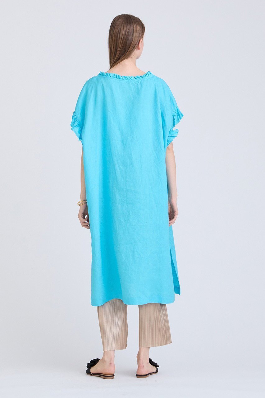 【ハウス オブ ロータス/HOUSE OF LOTUS】のリネンフリルワンピース 人気、トレンドファッション・服の通販 founy(ファニー) 　ファッション　Fashion　レディースファッション　Fashion for Women　ワンピース　Dresses　チュニック　Tunic Tops & Dresses　おすすめ　Recommended / Our Picks　スリット　Slit, Slit Detail　チュニック　Tunic, Long Top　フリル　Frill, Ruffle　フリンジ　Fringe, Tassel　今季　This Season, Current Season　other-8|ID: prp329100003282037 ipo3291000000032917609