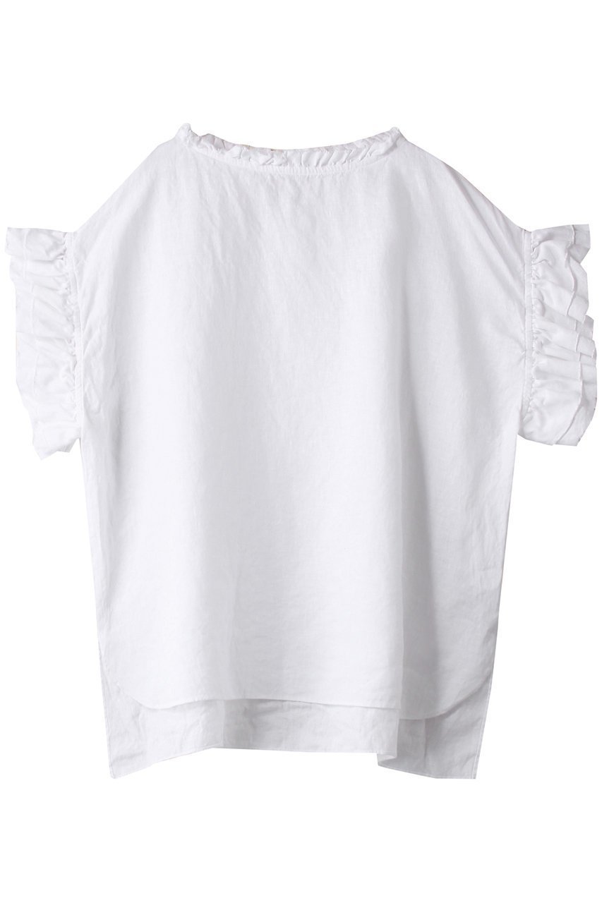 【ハウス オブ ロータス/HOUSE OF LOTUS】のリネンフリルブラウス インテリア・キッズ・メンズ・レディースファッション・服の通販 founy(ファニー) 　ファッション　Fashion　レディースファッション　Fashion for Women　トップス・カットソー　Cut & Sew Tops　シャツ・ブラウス・オフィスカジュアル　Elegant Blouses & Button-Ups　サマー　Summer, Summer Style　ショート　Short, Short Length　スリーブ　Sleeve, Long Sleeve / Short Sleeve　フリル　Frill, Ruffle　フレンチ　French, French Style　リネン　Linen, Linen Fabric　リラックス　Relax, Relaxed Fit　ホワイト|ID: prp329100003282038 ipo3291000000032913868