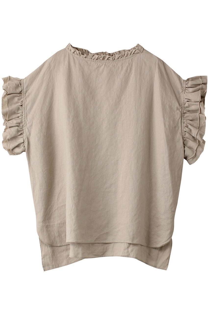 【ハウス オブ ロータス/HOUSE OF LOTUS】のリネンフリルブラウス インテリア・キッズ・メンズ・レディースファッション・服の通販 founy(ファニー) 　ファッション　Fashion　レディースファッション　Fashion for Women　トップス・カットソー　Cut & Sew Tops　シャツ・ブラウス・オフィスカジュアル　Elegant Blouses & Button-Ups　サマー　Summer, Summer Style　ショート　Short, Short Length　スリーブ　Sleeve, Long Sleeve / Short Sleeve　フリル　Frill, Ruffle　フレンチ　French, French Style　リネン　Linen, Linen Fabric　リラックス　Relax, Relaxed Fit　ベージュ|ID: prp329100003282038 ipo3291000000032913877