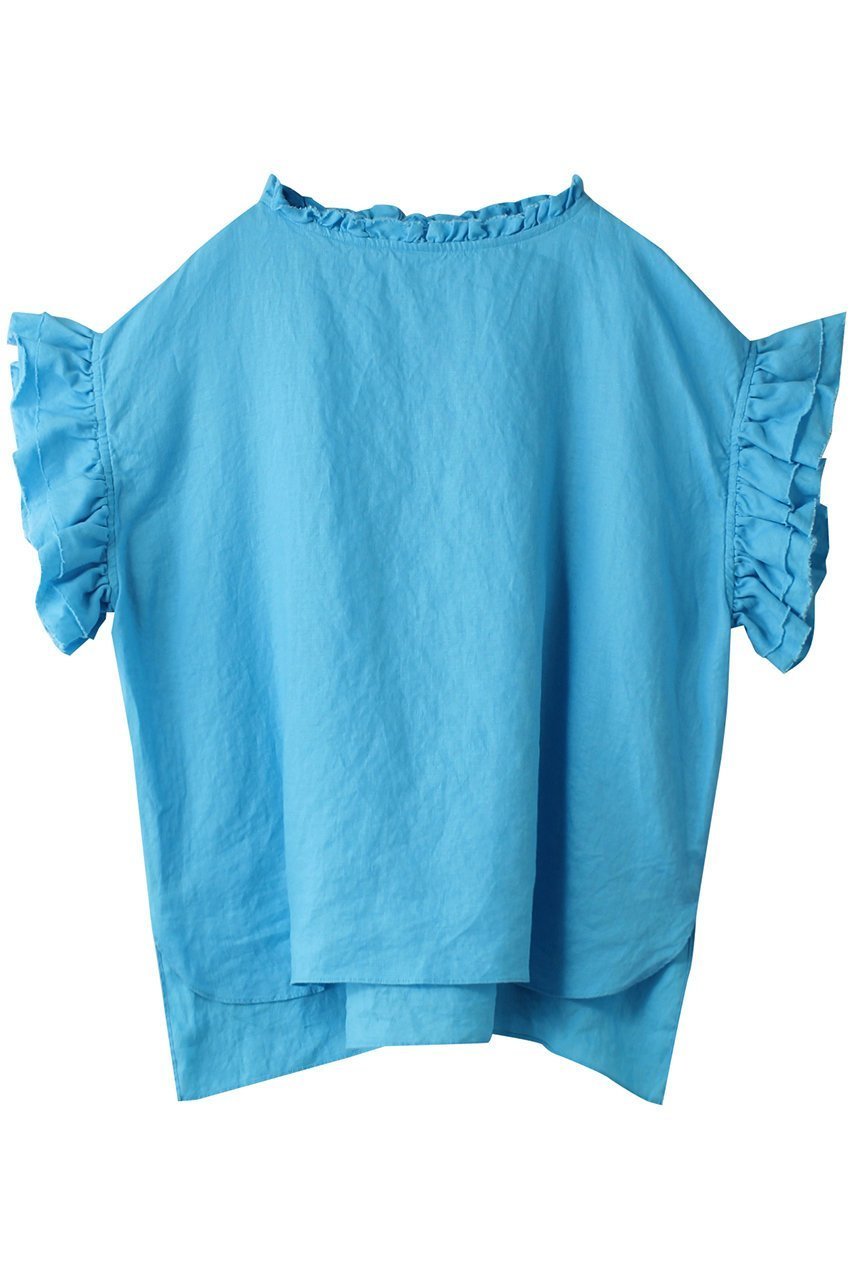 【ハウス オブ ロータス/HOUSE OF LOTUS】のリネンフリルブラウス インテリア・キッズ・メンズ・レディースファッション・服の通販 founy(ファニー) 　ファッション　Fashion　レディースファッション　Fashion for Women　トップス・カットソー　Cut & Sew Tops　シャツ・ブラウス・オフィスカジュアル　Elegant Blouses & Button-Ups　サマー　Summer, Summer Style　ショート　Short, Short Length　スリーブ　Sleeve, Long Sleeve / Short Sleeve　フリル　Frill, Ruffle　フレンチ　French, French Style　リネン　Linen, Linen Fabric　リラックス　Relax, Relaxed Fit　ライトブルー|ID: prp329100003282038 ipo3291000000032913887