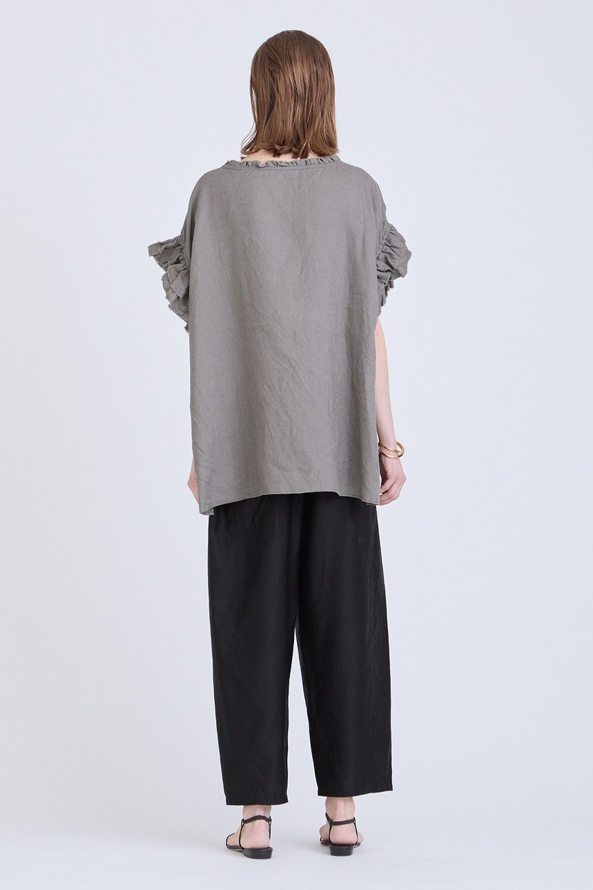 【ハウス オブ ロータス/HOUSE OF LOTUS】のリネンフリルブラウス 人気、トレンドファッション・服の通販 founy(ファニー) 　ファッション　Fashion　レディースファッション　Fashion for Women　トップス・カットソー　Cut & Sew Tops　シャツ・ブラウス・オフィスカジュアル　Elegant Blouses & Button-Ups　サマー　Summer, Summer Style　ショート　Short, Short Length　スリーブ　Sleeve, Long Sleeve / Short Sleeve　フリル　Frill, Ruffle　フレンチ　French, French Style　リネン　Linen, Linen Fabric　リラックス　Relax, Relaxed Fit　other-8|ID: prp329100003282038 ipo3291000000032913972