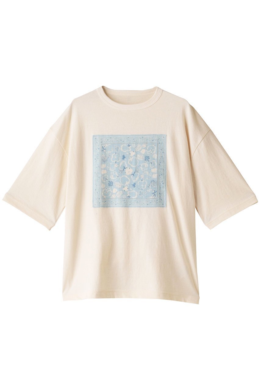 【プリスティン/PRISTINE】のRe-COTTONバンダナTシャツ インテリア・キッズ・メンズ・レディースファッション・服の通販 founy(ファニー) 　ファッション　Fashion　レディースファッション　WOMEN　トップス・カットソー　Tops/Tshirt　シャツ/ブラウス　Shirts/Blouses　ロング / Tシャツ　T-Shirts　カットソー　Cut and Sewn　ショート　Short　スリーブ　Sleeve　デニム　Denim　ハーフ　Half　バンダナ　Bandana　ブルー|ID: prp329100003283781 ipo3291000000021974829