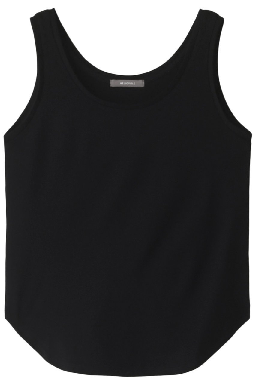【エリオポール/heliopole】のストレッチポンチタンクトップ インテリア・キッズ・メンズ・レディースファッション・服の通販 founy(ファニー) 　ファッション　Fashion　レディースファッション　Fashion for Women　トップス・カットソー　Cut & Sew Tops　キャミソール&ノースリーブ　Camisoles & Sleeveless Tops　シャツ・ブラウス・オフィスカジュアル　Elegant Blouses & Button-Ups　ロングTシャツ・Tシャツ　Longline T-Shirts & Tees　カットソー・ベーシックTシャツ　Cut-and-Sewn Tops / Stretch Tees & Basics　インナー　Innerwear　キャミソール　Camisole, Spaghetti Strap Top　シンプル　Simple, Minimal　ストレッチ　Stretch, Stretchy Fabric　タンク　Tank Top, Sleeveless Top　ファブリック　Fabric, Textile　ブラック|ID: prp329100003287988 ipo3291000000035421734