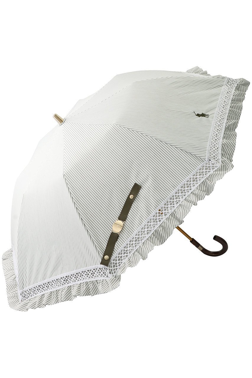 【ポロラルフローレン/POLO RALPH LAUREN】の晴雨兼用ストライプフリル楽折傘 インテリア・キッズ・メンズ・レディースファッション・服の通販 founy(ファニー) 　ファッション　Fashion　レディースファッション　Fashion for Women　レイングッズ・傘・晴雨兼用傘　Umbrellas & Rain Gear　ストライプ　Stripe, Striped Pattern　ハンカチ　Handkerchief, Hanky　フリル　Frill, Ruffle　レース　Lace, Lace Fabric　傘　Umbrella, Parasol　夏　Summer　春　Spring　S/S・春夏　SS, Spring/Summer, Warm Season　時計　Watch, Wristwatch　カーキ|ID: prp329100003291351 ipo3291000000032864776