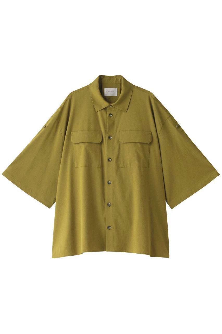 【ミディウミソリッド/MIDIUMISOLID】の【UNISEX】roll up wide shirt シャツ インテリア・キッズ・メンズ・レディースファッション・服の通販 founy(ファニー) 　ファッション　Fashion　レディースファッション　WOMEN　トップス・カットソー　Tops/Tshirt　シャツ/ブラウス　Shirts/Blouses　ユニセックス　Unisex　とろみ　Thickness　ショート　Short　スリーブ　Sleeve　ロールアップ　Roll Up　ワイド　Wide　グリーン|ID: prp329100003294738 ipo3291000000029988912