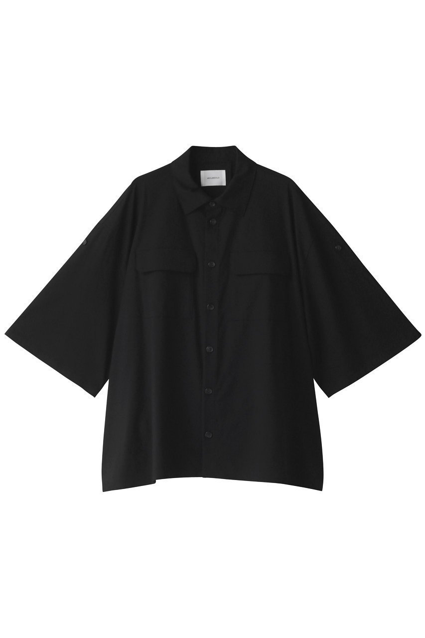 【ミディウミソリッド/MIDIUMISOLID】の【UNISEX】roll up wide shirt シャツ インテリア・キッズ・メンズ・レディースファッション・服の通販 founy(ファニー) 　ファッション　Fashion　レディースファッション　WOMEN　トップス・カットソー　Tops/Tshirt　シャツ/ブラウス　Shirts/Blouses　ユニセックス　Unisex　とろみ　Thickness　ショート　Short　スリーブ　Sleeve　ロールアップ　Roll Up　ワイド　Wide　ブラック|ID: prp329100003294738 ipo3291000000029988914