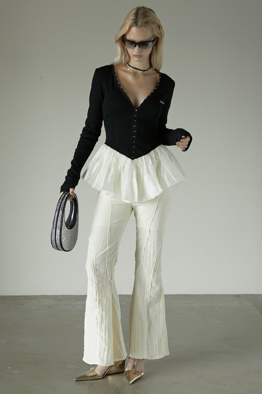 【プランク プロジェクト/PRANK PROJECT】のレイヤードパンツ / Layered Pants 人気、トレンドファッション・服の通販 founy(ファニー) 　ファッション　Fashion　レディースファッション　Fashion for Women　パンツ　Pants & Trousers　おすすめ　Recommended / Our Picks　カットオフ　Cut-Off Design　コンパクト　Compact, Small Size　ジャカード／ジャガード　Jacquard, Woven Pattern　ストレッチ　Stretch, Stretchy Fabric　スラックス　Slacks, Dress Pants　チュール　Tulip, Tulip Motif　デニム　Denim, Jeans Material　フレア　Flare, Flared　ラップ　Wrap, Wrap Design　ワッシャー　Washer, Crinkled Finish　切替　Switching, Contrast Panel　夏　Summer　other-7|ID: prp329100003327236 ipo3291000000032934788