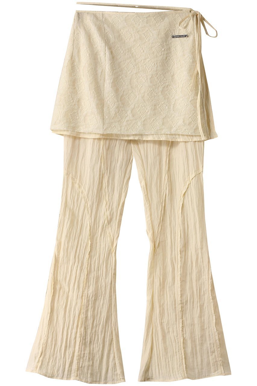 【プランク プロジェクト/PRANK PROJECT】のレイヤードパンツ / Layered Pants インテリア・キッズ・メンズ・レディースファッション・服の通販 founy(ファニー) ファッション Fashion レディースファッション Fashion for Women パンツ Pants & Trousers おすすめ Recommended / Our Picks カットオフ Cut-Off Design コンパクト Compact, Small Size ジャカード/ジャガード Jacquard, Woven Pattern ストレッチ Stretch, Stretchy Fabric スラックス Slacks, Dress Pants チュール Tulip, Tulip Motif デニム Denim, Jeans Material フレア Flare, Flared ラップ Wrap, Wrap Design ワッシャー Washer, Crinkled Finish 切替 Switching, Contrast Panel 夏 Summer IVR(アイボリー)|ID: prp329100003327236 ipo3291000000035055729