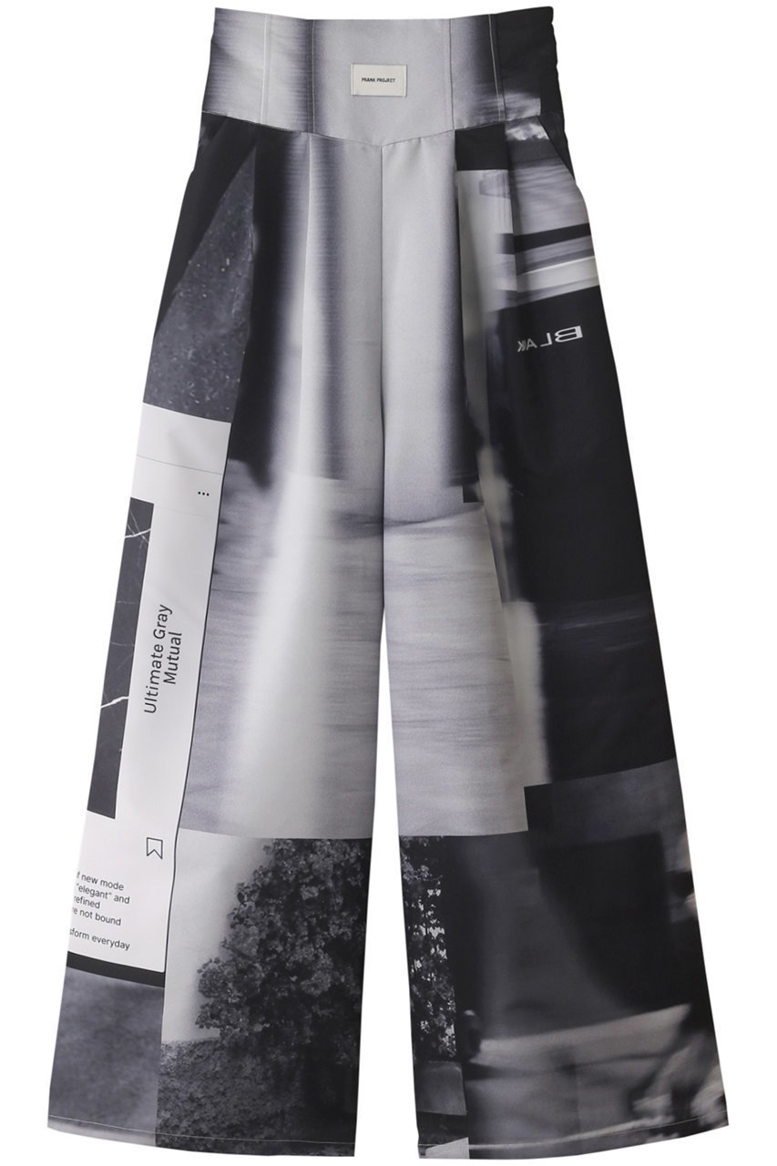 【プランク プロジェクト/PRANK PROJECT】のコラージュフォトハイウエストワイドパンツ インテリア・キッズ・メンズ・レディースファッション・服の通販 founy(ファニー) 　ファッション　Fashion　レディースファッション　Fashion for Women　パンツ　Pants & Trousers　シャーリング　Shirring, Ruched　フレア　Flare, Flared　BLK(ブラック)|ID: prp329100003335781 ipo3291000000032830526