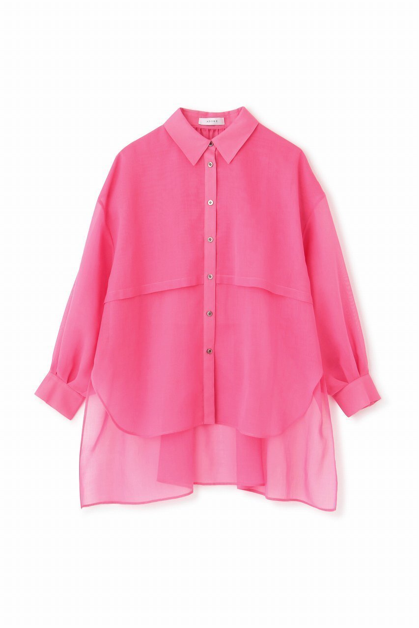 【アドーア/ADORE】のソフトオーガンジーブラウス インテリア・キッズ・メンズ・レディースファッション・服の通販 founy(ファニー) 　ファッション　Fashion　レディースファッション　WOMEN　トップス・カットソー　Tops/Tshirt　シャツ/ブラウス　Shirts/Blouses　ギャザー　Gather　スリーブ　Sleeve　セットアップ　Set Up　フロント　Front　ロング　Long　ピンク|ID: prp329100003335811 ipo3291000000032062269