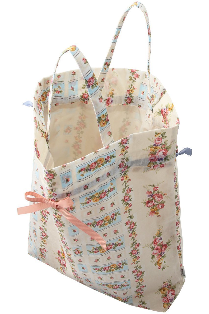 【イクコ/IKUKO】のシングルガーゼ花柄プリント巾着バッグ 人気、トレンドファッション・服の通販 founy(ファニー) 　ファッション　Fashion　レディースファッション　Fashion for Women　バッグ　Bags　ポーチ&ミニバッグ　Pouches & Mini Bags　エレガント 上品　Elegant　プリント　Print, Printed Pattern　ポーチ　Pouch, Small Case　リボン　Ribbon, Bow　巾着　Drawstring Bag, Kinchaku　旅行　Travel　other-5|ID: prp329100003341139 ipo3291000000032862507