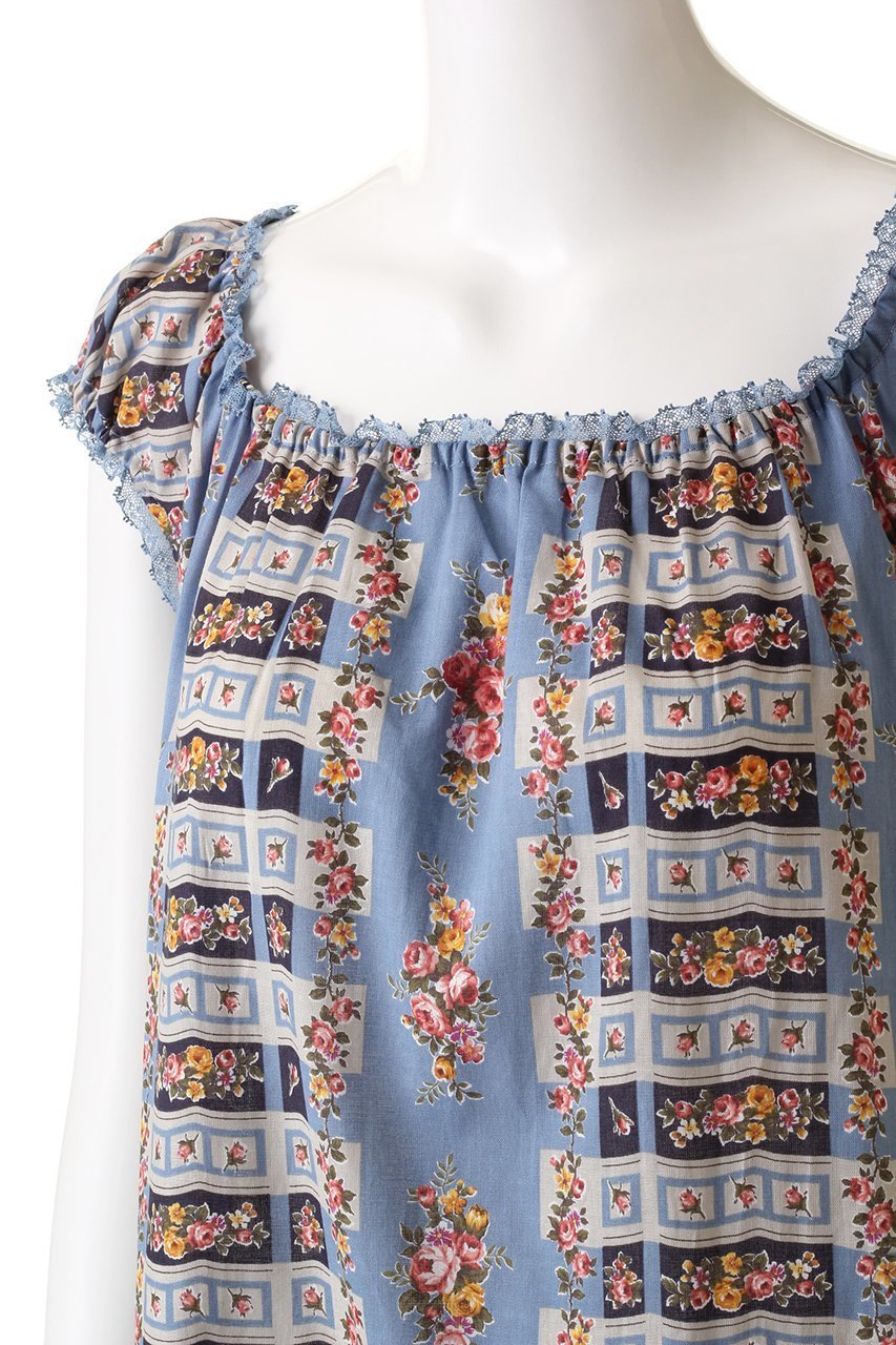 【イクコ/IKUKO】のシングルガーゼ花柄プリントフレンチスリーブネグリジェ 人気、トレンドファッション・服の通販 founy(ファニー) 　ファッション　Fashion　レディースファッション　Fashion for Women　スクエア　Square, Square Shape　パジャマ　Pajamas, Sleepwear　フェミニン　Feminine, Girly　プリント　Print, Printed Pattern　リラックス　Relax, Relaxed Fit　レトロ　Retro, Vintage Style　ロング　Long, Long-Length　other-5|ID: prp329100003347178 ipo3291000000032831859