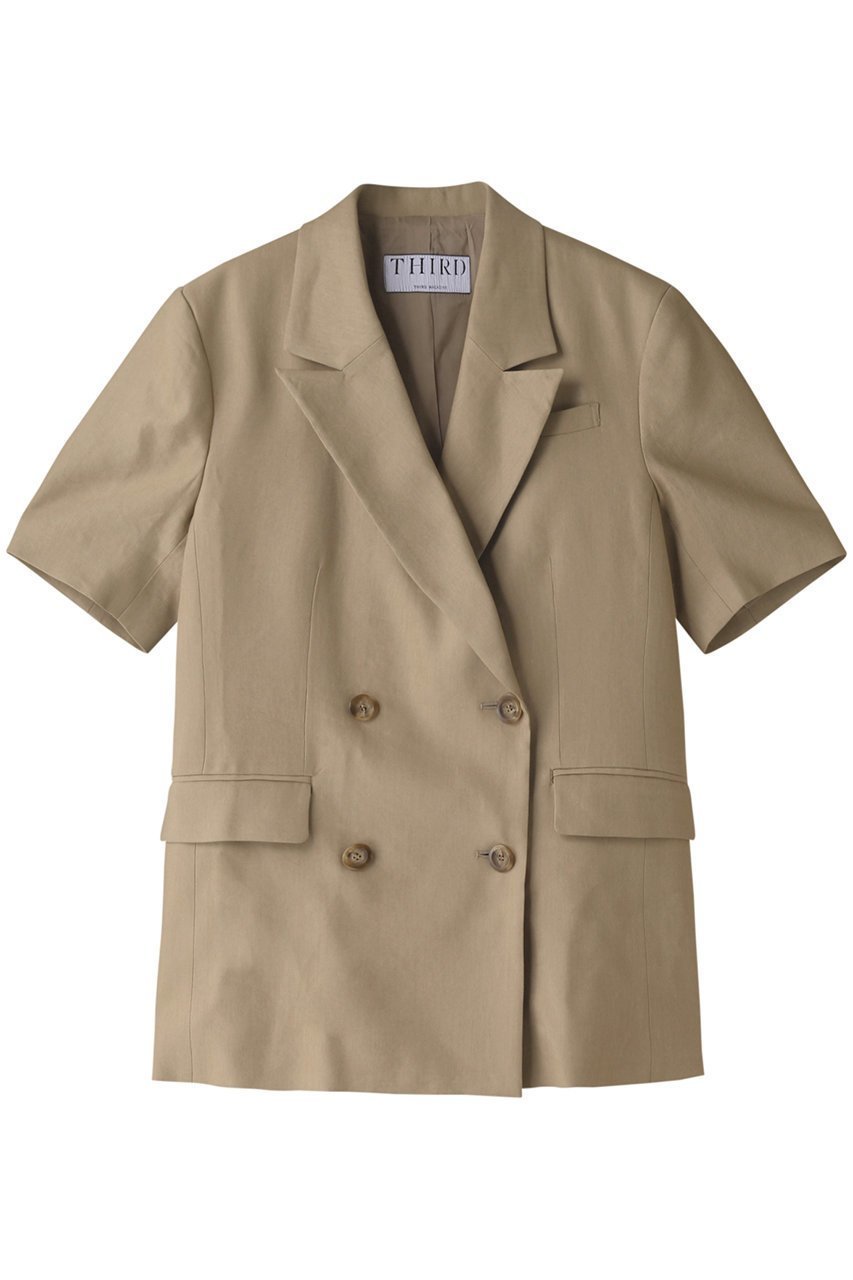 【サードマガジン/THIRD MAGAZINE】のリネン混ショートスリーブジャケット 人気、トレンドファッション・服の通販 founy(ファニー) 　ファッション　Fashion　レディースファッション　Fashion for Women　アウター　Coat / Outerwear Collection　レディースジャケット・軽アウター　Jackets　シンプル　Simple, Minimal　ジャケット　Jacket, Outerwear　スリーブ　Sleeve, Long Sleeve / Short Sleeve　ダブル　Double, Double-Breasted　ハーフ　Half, Half-Length　リネン　Linen, Linen Fabric　半袖　Short Sleeve, Half Sleeve　夏　Summer　春　Spring　S/S・春夏　SS, Spring/Summer, Warm Season　 other-1|ID: prp329100003354378 ipo3291000000035655308