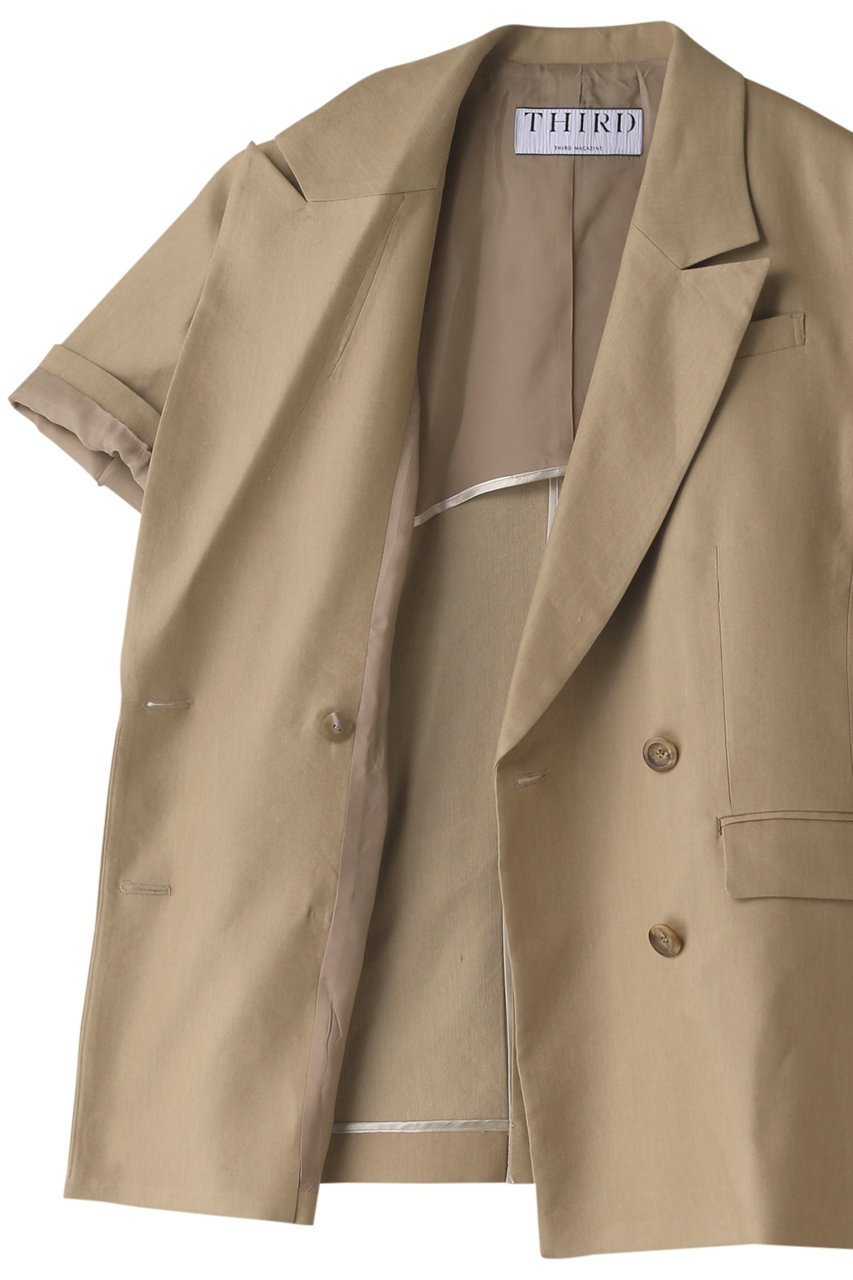 【サードマガジン/THIRD MAGAZINE】のリネン混ショートスリーブジャケット 人気、トレンドファッション・服の通販 founy(ファニー) 　ファッション　Fashion　レディースファッション　Fashion for Women　アウター　Coat / Outerwear Collection　レディースジャケット・軽アウター　Jackets　シンプル　Simple, Minimal　ジャケット　Jacket, Outerwear　スリーブ　Sleeve, Long Sleeve / Short Sleeve　ダブル　Double, Double-Breasted　ハーフ　Half, Half-Length　リネン　Linen, Linen Fabric　半袖　Short Sleeve, Half Sleeve　夏　Summer　春　Spring　S/S・春夏　SS, Spring/Summer, Warm Season　other-6|ID: prp329100003354378 ipo3291000000035655317