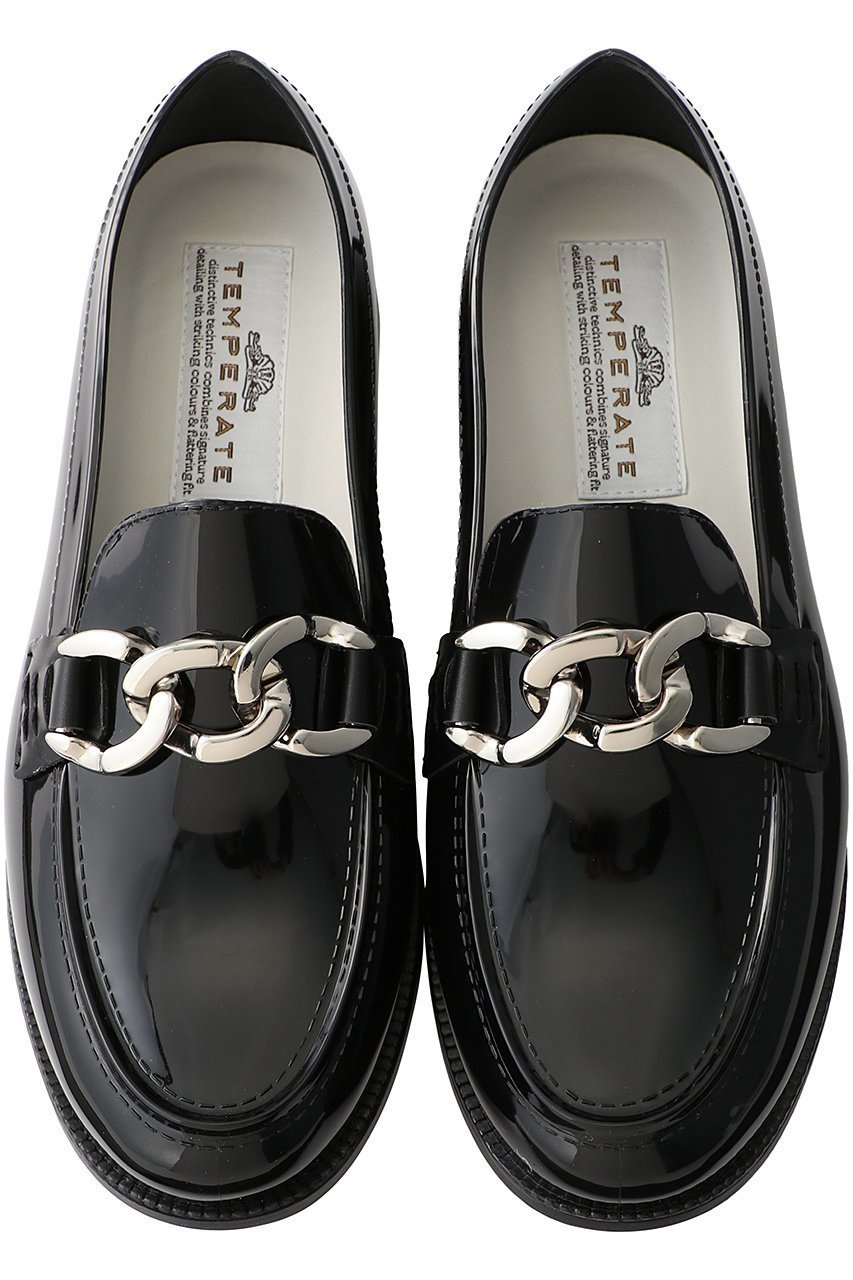 【テンパレイト/TEMPERATE】のAUSTIN チェーンローファー(レイン対応) インテリア・キッズ・メンズ・レディースファッション・服の通販 founy(ファニー) 　ファッション　Fashion　レディースファッション　Fashion for Women　インソール　Shoe Insole　クラシック　Classic, Timeless Style　シューズ　Shoes, Footwear　シルバー　Silver, Metallic Silver　シンプル　Simple, Minimal　スタイリッシュ　Stylish, Fashionable　チェーン　Chain, Chain Strap　フォルム　Silhouette, Form　ラバー　Rubber, Rubber Sole　レイン　Rain, Rainproof　BLACK|ID: prp329100003371225 ipo3291000000035902595