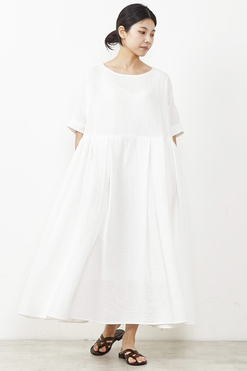 【プレインピープル/PLAIN PEOPLE】のダブルガーゼボリュームワンピース インテリア・キッズ・メンズ・レディースファッション・服の通販 founy(ファニー) 　ファッション　Fashion　レディースファッション　Fashion for Women　ワンピース　Dresses　チュニック　Tunic Tops & Dresses　インド　Indian Textile　ギャザー　Gathered, Ruffled　サマー　Summer, Summer Style　ダブル　Double, Double-Breasted　チュニック　Tunic, Long Top　ドレス　Dress, One-Piece　ロング　Long, Long-Length　ワッシャー　Washer, Crinkled Finish　夏　Summer　ホワイト|ID: prp329100003379795 ipo3291000000032897703