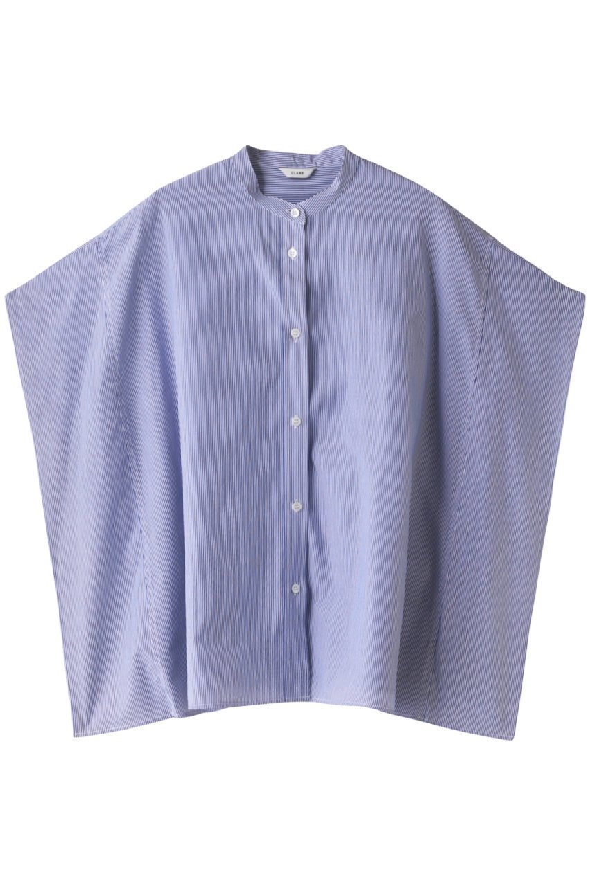 【クラネ/CLANE】のSTAND COLLAR WIDE BOX SHIRT シャツ/ブラウス インテリア・キッズ・メンズ・レディースファッション・服の通販 founy(ファニー) 　ファッション　Fashion　レディースファッション　Fashion for Women　トップス・カットソー　Cut & Sew Tops　シャツ・ブラウス・オフィスカジュアル　Elegant Blouses & Button-Ups　おすすめ　Recommended / Our Picks　ショート　Short, Short Length　スリーブ　Sleeve, Long Sleeve / Short Sleeve　フリル　Frill, Ruffle　ボックス　Boxy, Box Shape　ポンチョ　Poncho, Cape Style　マキシ　Maxi, Full Length　ストライプ|ID: prp329100003381915 ipo3291000000036402644
