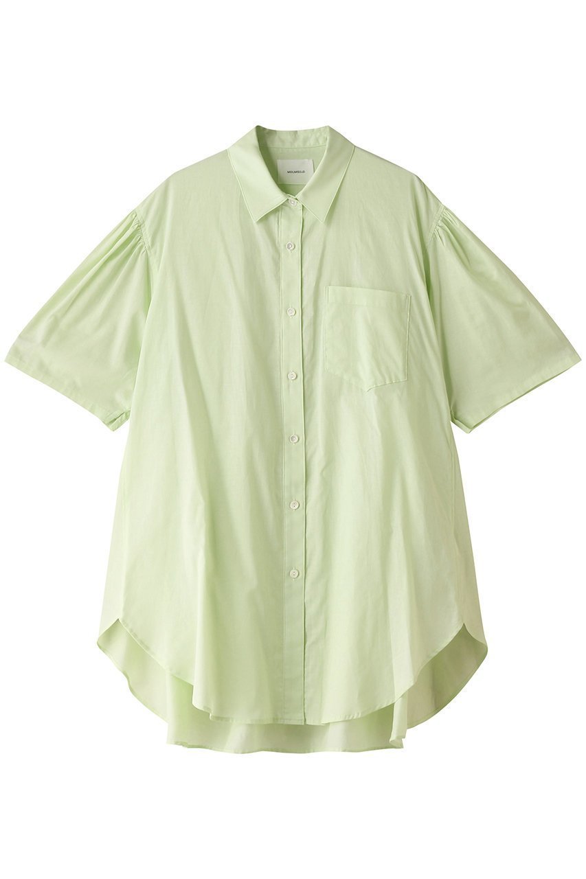 【ミディウミソリッド/MIDIUMISOLID】のhalf slv wide shirt シャツ インテリア・キッズ・メンズ・レディースファッション・服の通販 founy(ファニー) 　ファッション　Fashion　レディースファッション　WOMEN　トップス・カットソー　Tops/Tshirt　シャツ/ブラウス　Shirts/Blouses　ショート　Short　スリーブ　Sleeve　ワイド　Wide　green|ID: prp329100003388877 ipo3291000000026474721