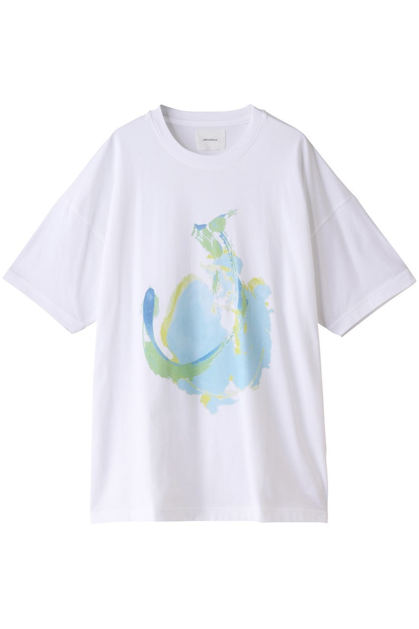 【ミディウミソリッド/MIDIUMISOLID】のprint Tシャツ インテリア・キッズ・メンズ・レディースファッション・服の通販 founy(ファニー) 　ファッション　Fashion　レディースファッション　WOMEN　トップス・カットソー　Tops/Tshirt　シャツ/ブラウス　Shirts/Blouses　ロング / Tシャツ　T-Shirts　カットソー　Cut and Sewn　ショート　スリム　スリーブ　プリント　ボトム　ワイド　ホワイト|ID: prp329100003388878 ipo3291000000022512627