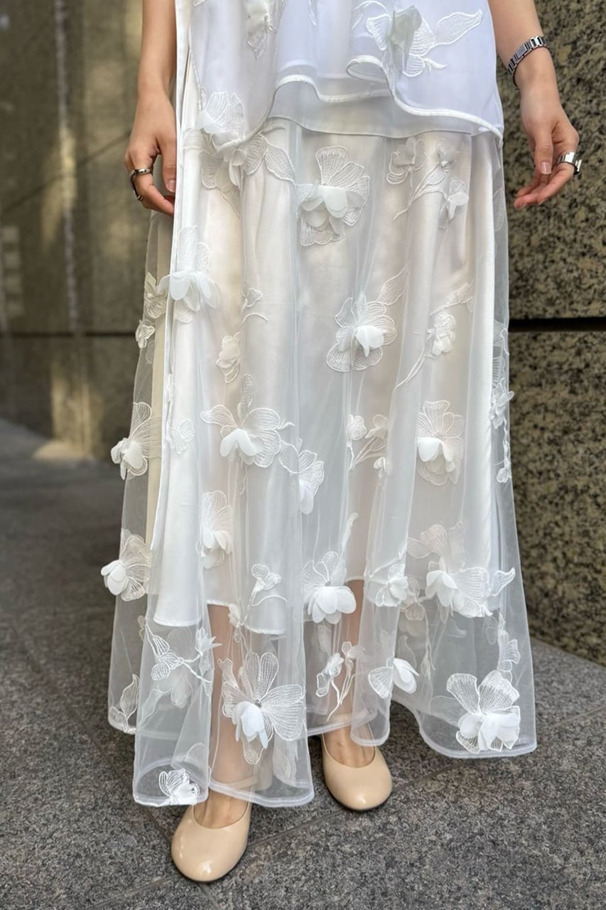 【アドーア/ADORE】の3Dレーススカート 人気、トレンドファッション・服の通販 founy(ファニー) 　ファッション　Fashion　レディースファッション　Fashion for Women　スカート　Skirts　ロングスカート　Long Skirts / Maxi & Midi Skirts　エレガント 上品　Elegant　フラワー　Flower, Floral　フレア　Flare, Flared　モチーフ　Motif, Design Theme　レース　Lace, Lace Fabric　ロング　Long, Long-Length　無地　Plain, Solid Color　other-5|ID: prp329100003392273 ipo3291000000036018048