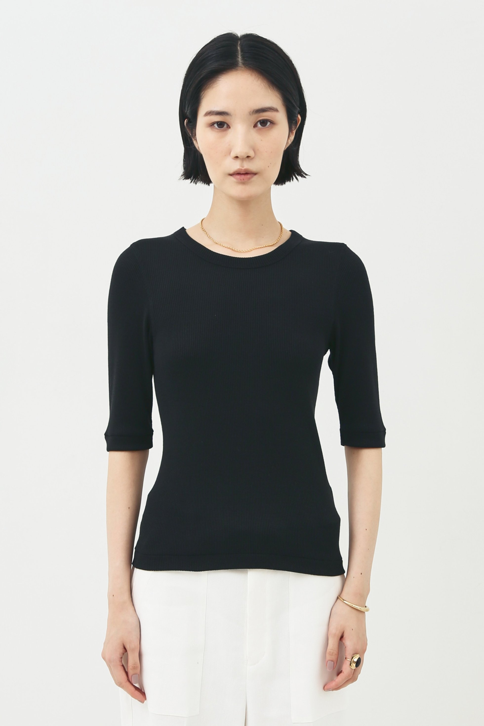 【ザ ストア バイ シー/THE STORE by C】のウォッシャブルシルクリブプルオーバー インテリア・キッズ・メンズ・レディースファッション・服の通販 founy(ファニー) 　ファッション　Fashion　レディースファッション　Fashion for Women　トップス・カットソー　Cut & Sew Tops　シャツ・ブラウス・オフィスカジュアル　Elegant Blouses & Button-Ups　ロングTシャツ・Tシャツ　Longline T-Shirts & Tees　カジュアルプルオーバー・ニットトップス　Pullovers & Knit Tops / Casual Pullovers　カットソー・ベーシックTシャツ　Cut-and-Sewn Tops / Stretch Tees & Basics　ウォッシャブル　Machine Washable　ショート　Short, Short Length　シルク　Silk, 100% Silk　スリーブ　Sleeve, Long Sleeve / Short Sleeve　テレコ　Ribbed, Rib Stitch　ホールガーメント　WholeGarment, Seamless Knit　別注　Limited Edition, Custom Order　ブラック|ID: prp329100003392298 ipo3291000000032895064