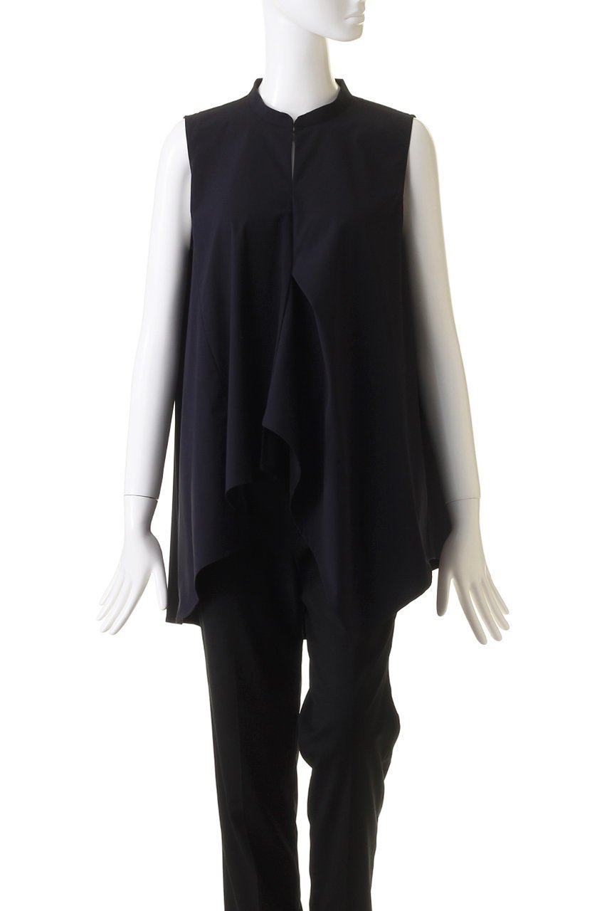 【ランバン オン ブルー/LANVIN en Bleu】のアシンメヘムスキッパーブラウス 人気、トレンドファッション・服の通販 founy(ファニー) 　ファッション　Fashion　レディースファッション　Fashion for Women　トップス・カットソー　Cut & Sew Tops　キャミソール&ノースリーブ　Camisoles & Sleeveless Tops　シャツ・ブラウス・オフィスカジュアル　Elegant Blouses & Button-Ups　アシンメトリー　Asymmetrical Style　ノースリーブ　Sleeveless, No-Sleeve　ファブリック　Fabric, Textile　ヘムライン　Hemline, Bottom Cut　other-2|ID: prp329100003417107 ipo3291000000032908620